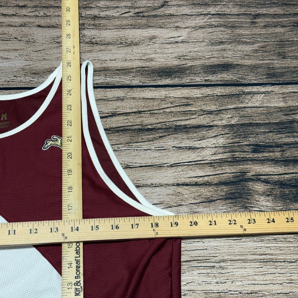 Tracksmith Van Cortlandt Running Singlet Mens Medium Maroon White Sash Mesh Tank - Picture 6 of 8